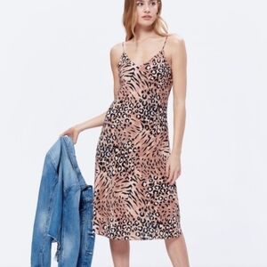 Paige Cicely 100% Silk Midi Leopard Animal Print Dress